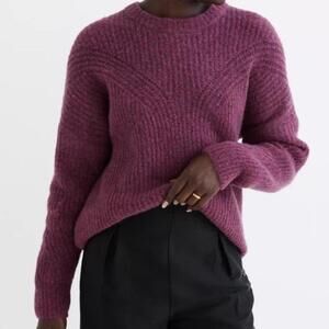 Madewell Belfiore Ribbed Pullover Purple Sweater